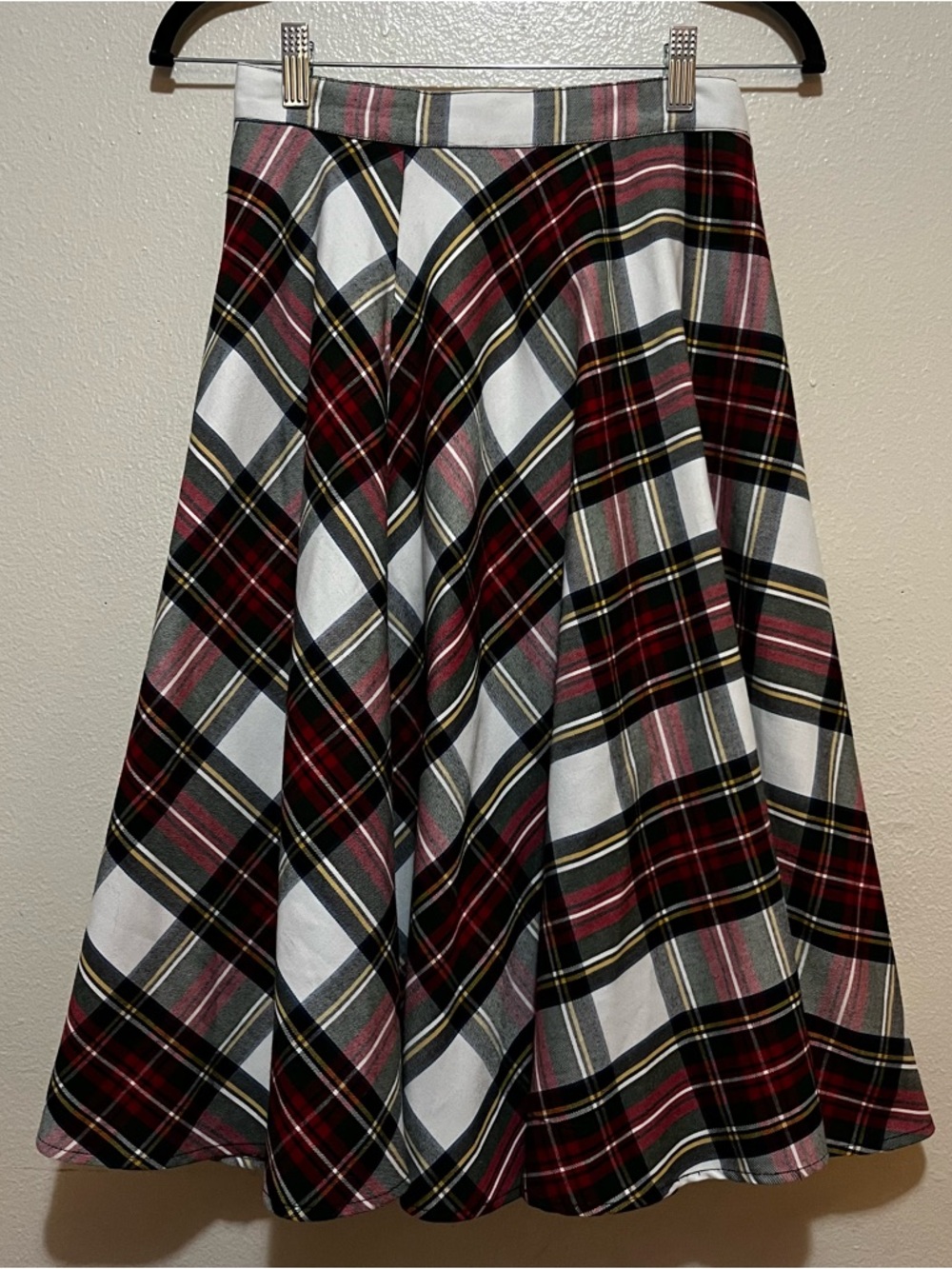 Hell Bunny Vixen Y2K Plaid Midi Skirt XS Red Tartan Flare A-Line - Picture 2 of 9